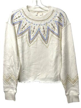 Spiritual Gangster Mazzy Crop Sweatshirt Embroidered Fair Isle Size Small NWT